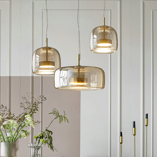 Retro pendant light with amber glow for cozy spaces