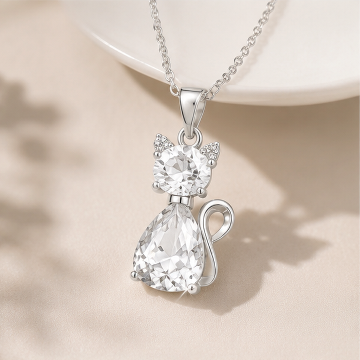 A Little Companion Close to Your Heart – Sparkling Crystal Cat Necklace