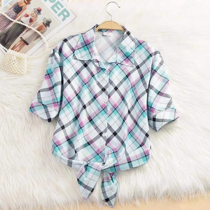 Women's Cropped Tie-Front Blouse
