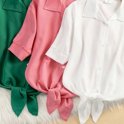 Women's Cropped Tie-Front Blouse