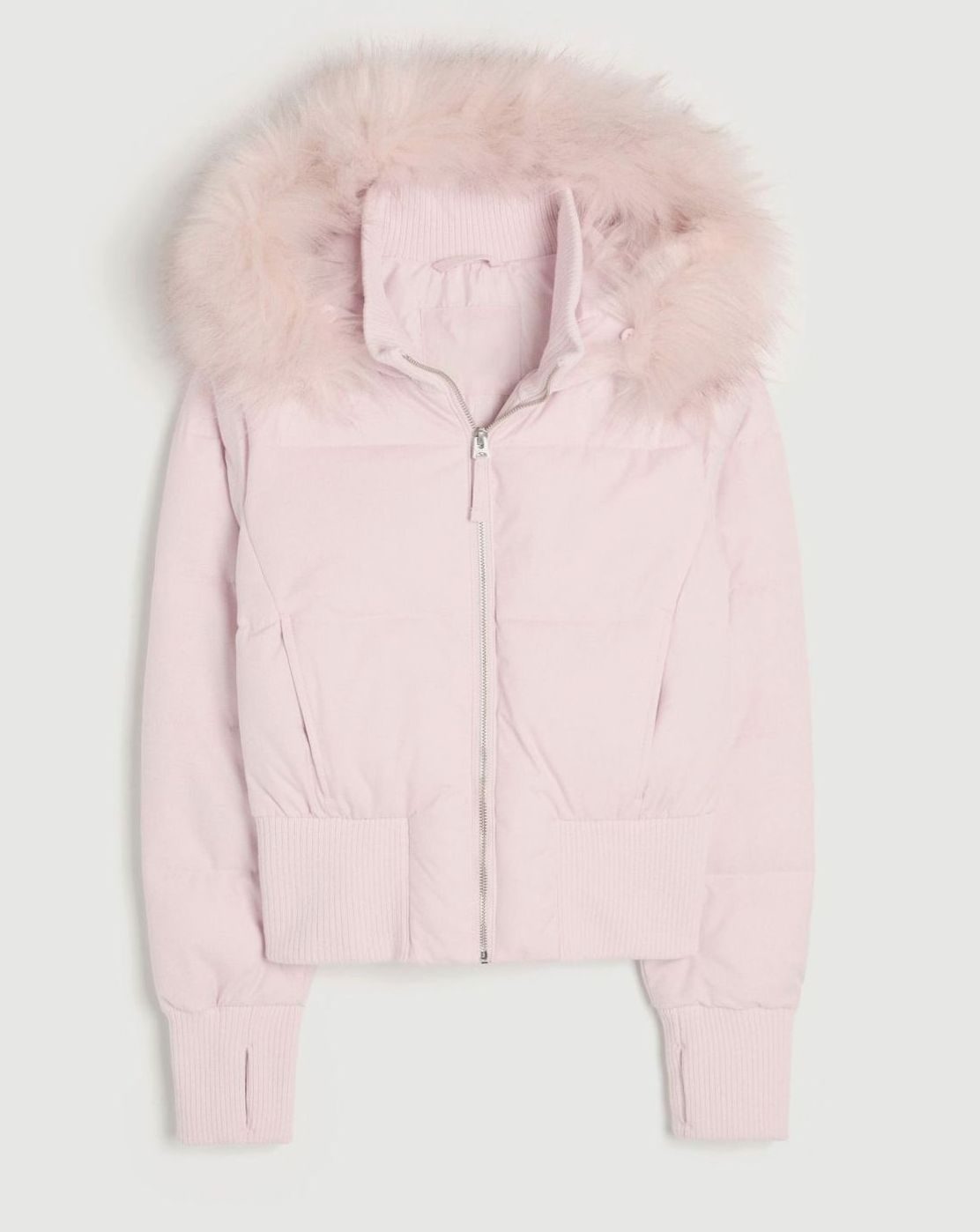 Women's Faux-Fur Trim Zip-Up Cropped Hooded Puffer Jacket