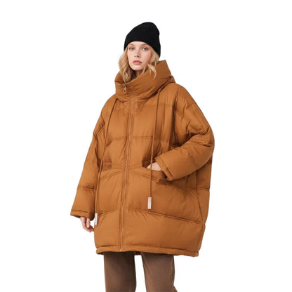 Women's Long Hooded Down Jacket for Winter Use