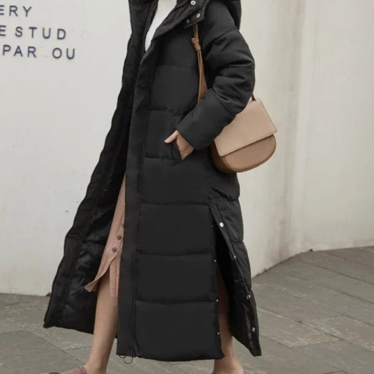 Women's Long Quilted Puffer Winter Coat Zip-Up Maxi Length