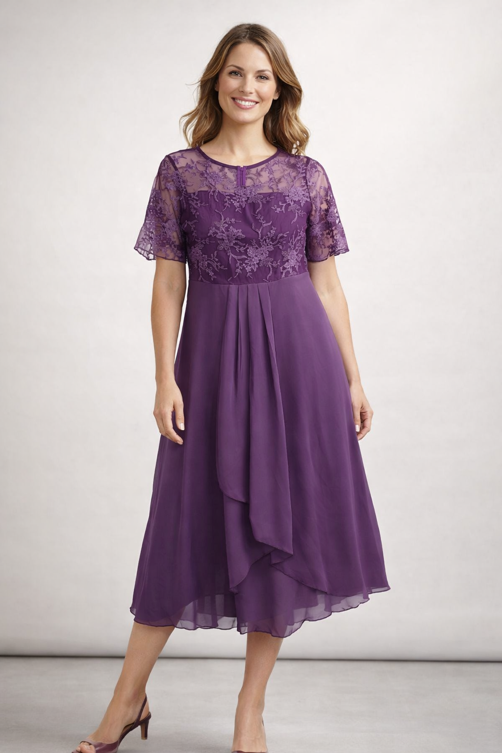 Women's Elegant Lace Midi Dress