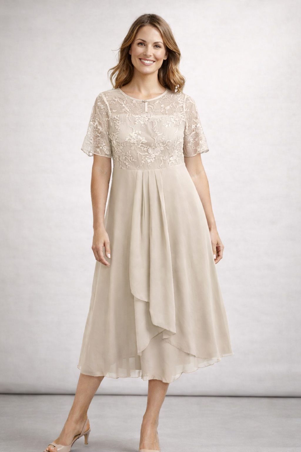 Women's Elegant Lace Midi Dress