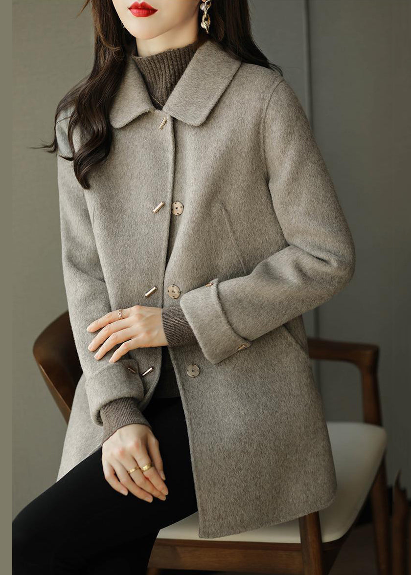 Women's Oversized Long Wool Coat with Buttons