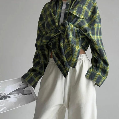 Women's Oversized Plaid Shirt – Long-Sleeved for Comfort