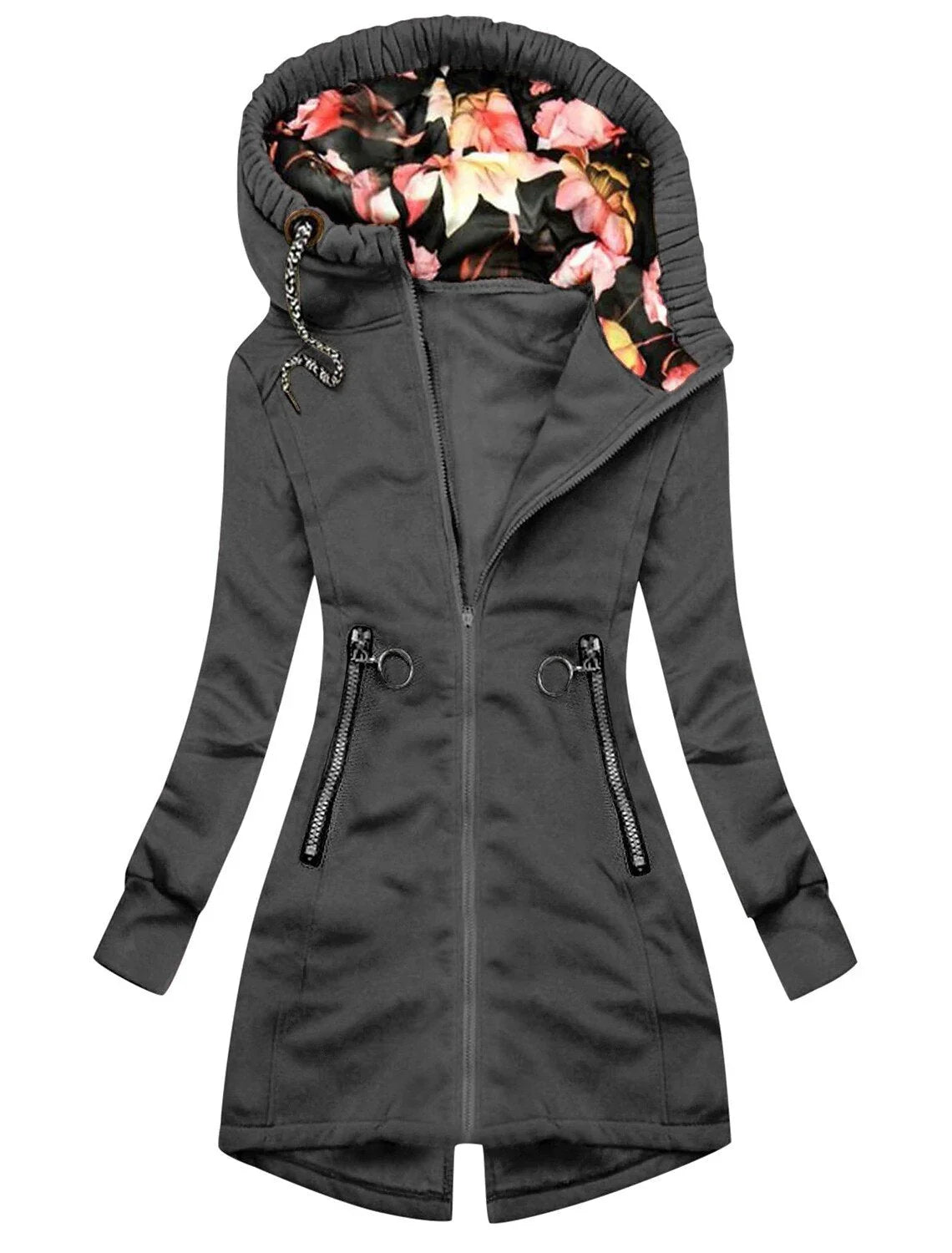 Women's Waterproof Hooded Rain Jacket with Floral Print