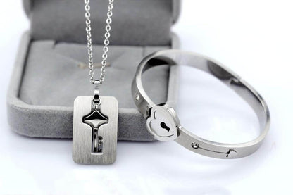 "YOU ARE THE KEY TO MY HEART" Bracelet + Necklace Set