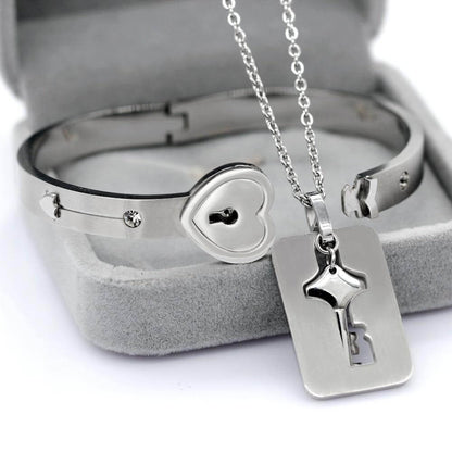 "YOU ARE THE KEY TO MY HEART" Bracelet + Necklace Set
