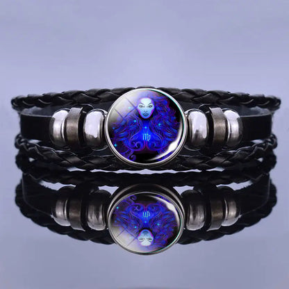 Astrology Charm Leather Bracelet