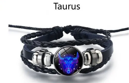 Astrology Charm Leather Bracelet