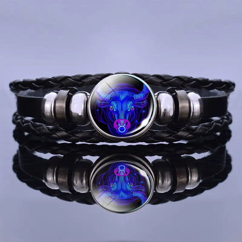 Astrology Charm Leather Bracelet