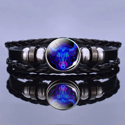 Astrology Charm Leather Bracelet