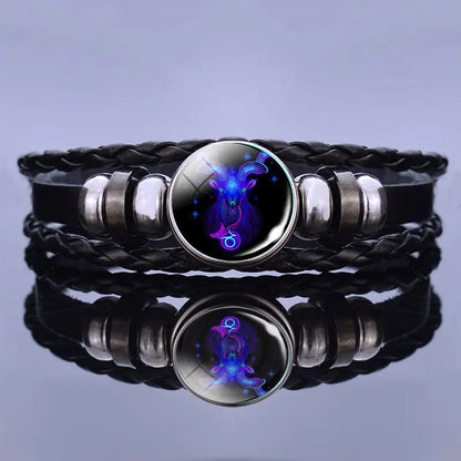 Astrology Charm Leather Bracelet