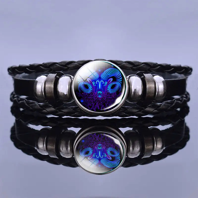 Astrology Charm Leather Bracelet