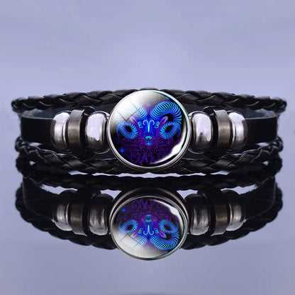 Astrology Charm Leather Bracelet