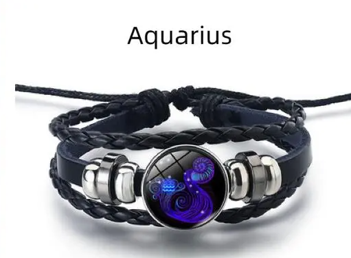 Astrology Charm Leather Bracelet