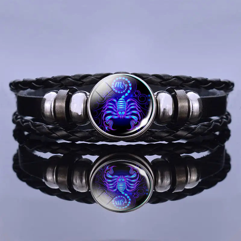 Astrology Charm Leather Bracelet