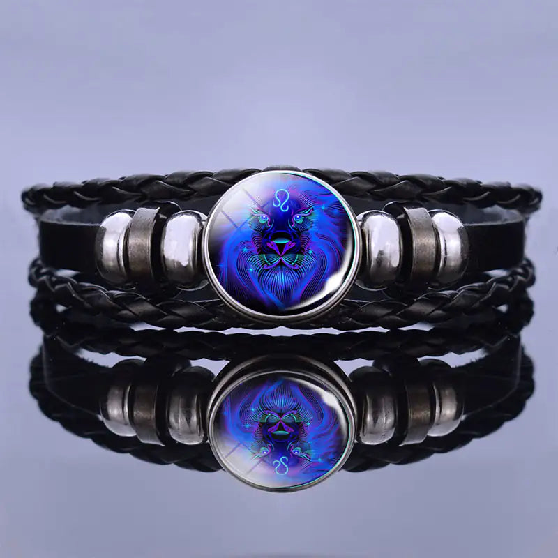 Astrology Charm Leather Bracelet