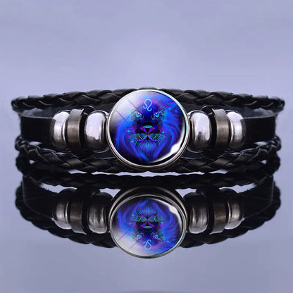 Astrology Charm Leather Bracelet