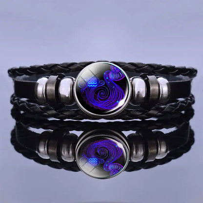 Astrology Charm Leather Bracelet