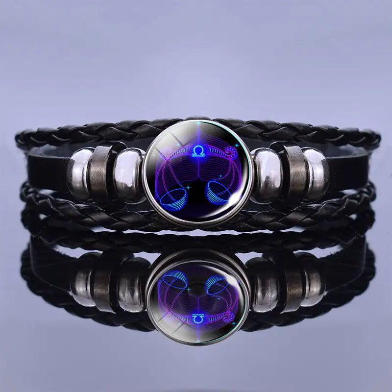 Astrology Charm Leather Bracelet
