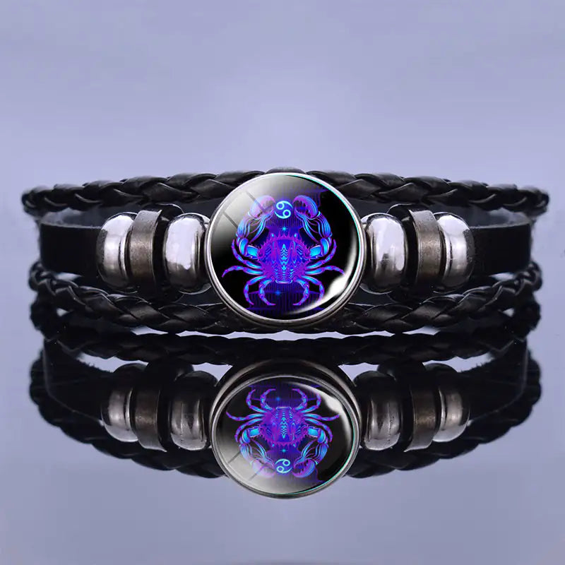 Astrology Charm Leather Bracelet