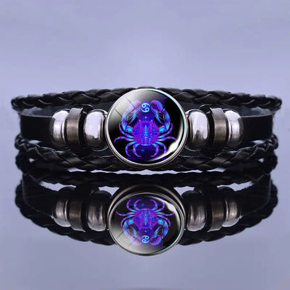 Astrology Charm Leather Bracelet