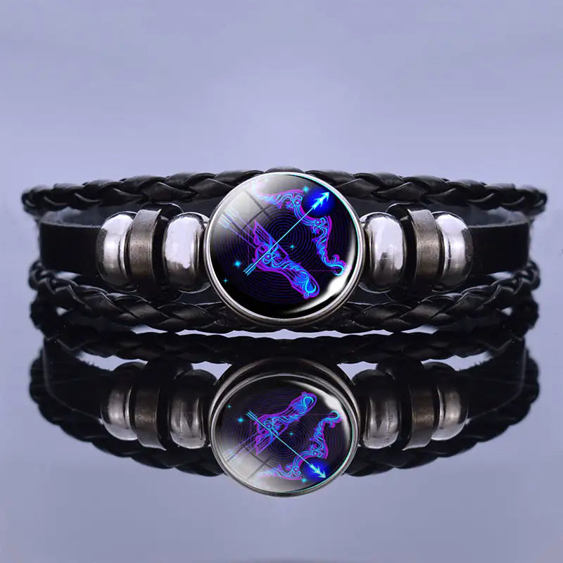 Astrology Charm Leather Bracelet