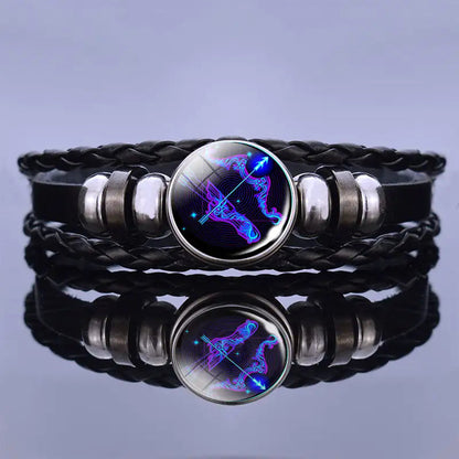 Astrology Charm Leather Bracelet